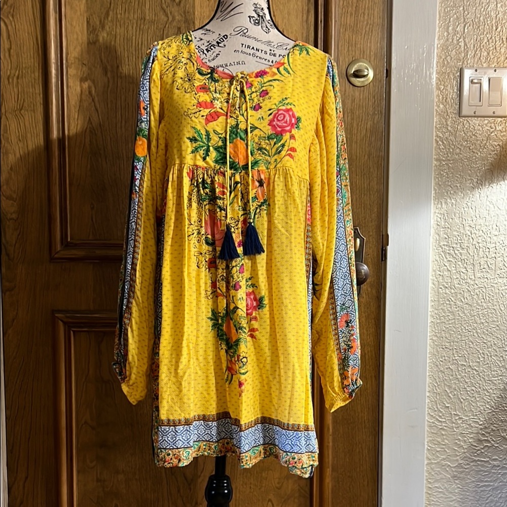 FARM Rio Yellow Floral Mini Dress